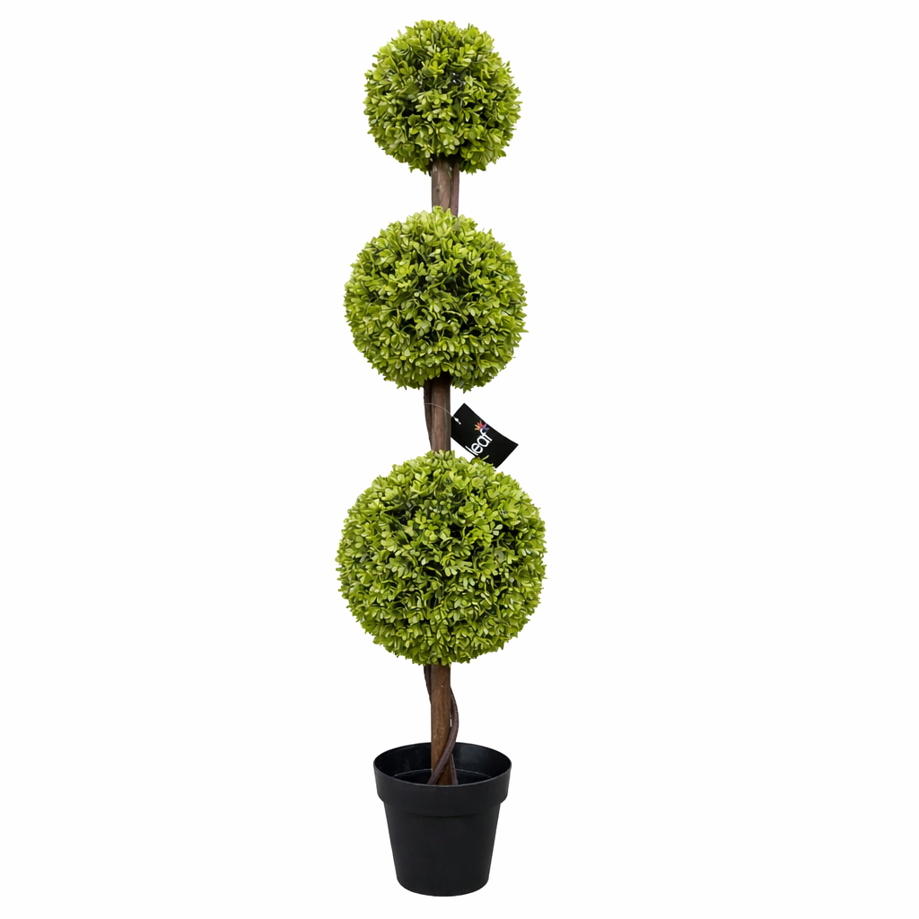 120cm Artificial Green Triple Ball Boxwood Topiary Tree – Leaf ...