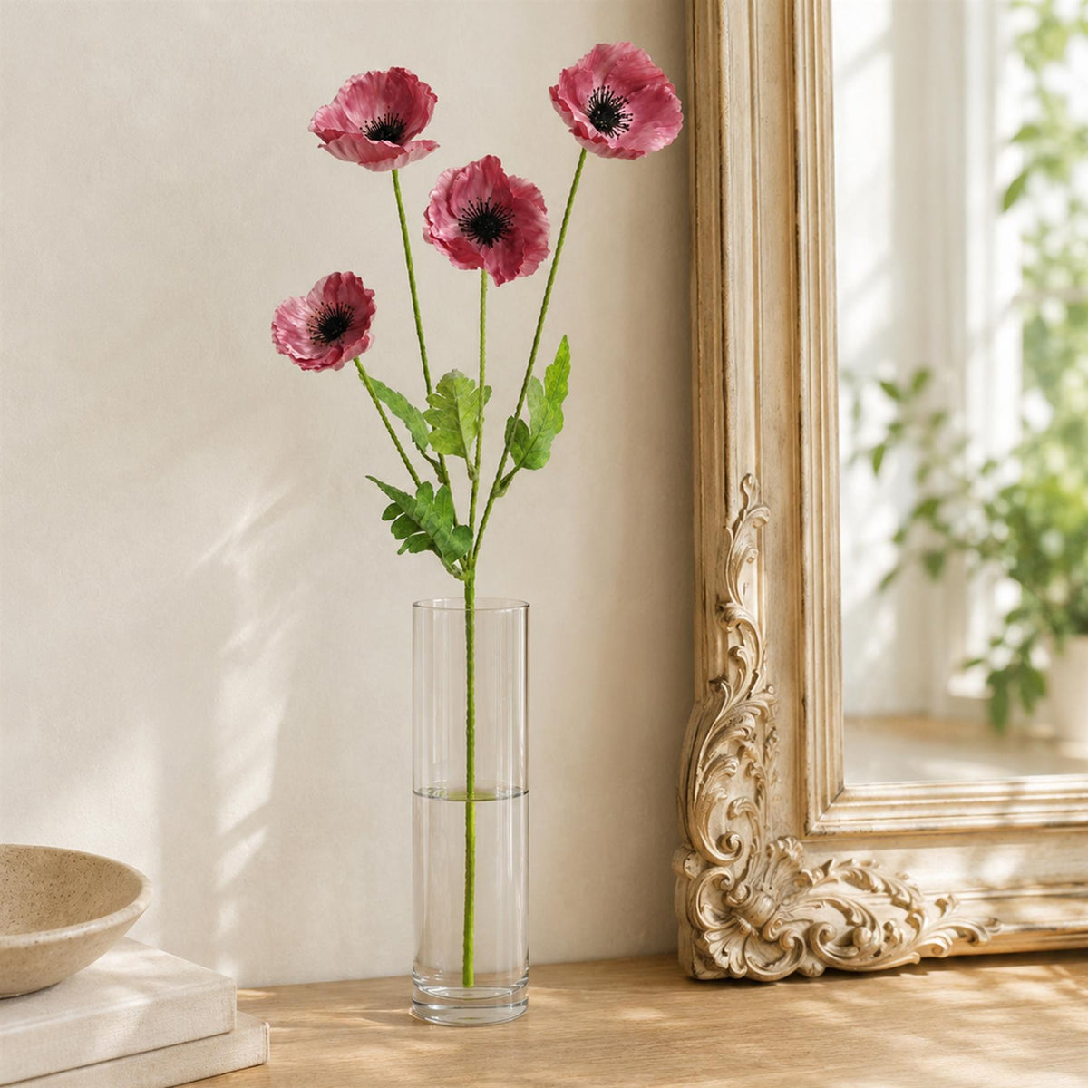 60cm Artificial Poppy Flower Spray