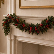 180cm Artificial Red Berry and Pine Cone Christmas Garland