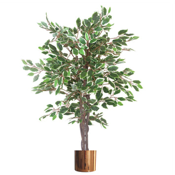 130cm LARGE Realistic White Edge Ficus Artificial Plant Tree