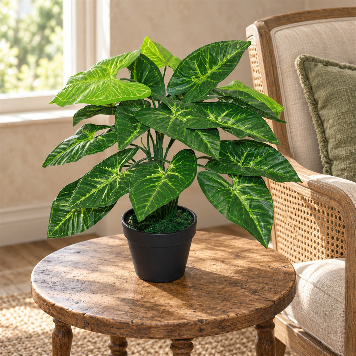 45cm Artificial Taro Plant - 45cm Dark