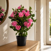 Ronces artificielles de 60 cm en soie, fleurs et feuilles roses de qualité supérieure