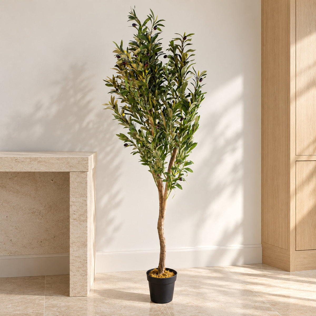 150cm Artificial Natural Look Olive Tree with Wooden Trunk