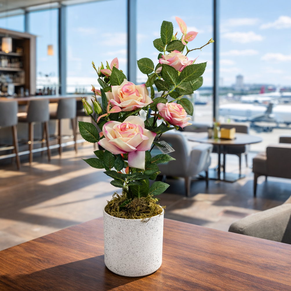 50cm Artificial Pink Rose Plant