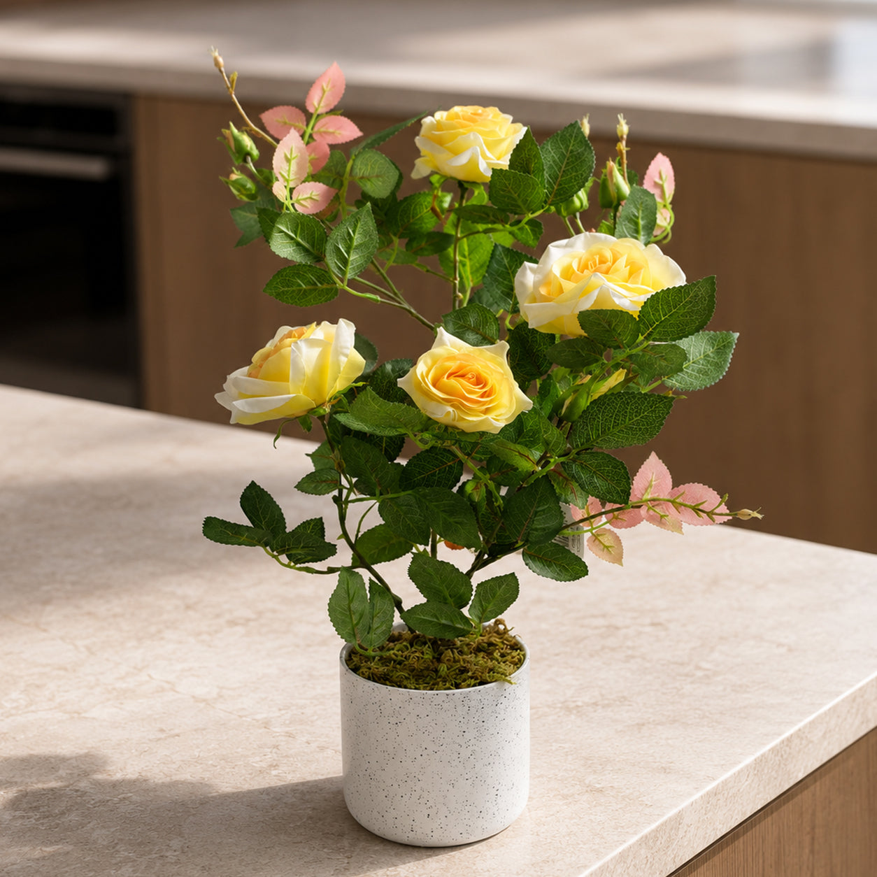 50cm künstliche gelbe Rosenpflanze
