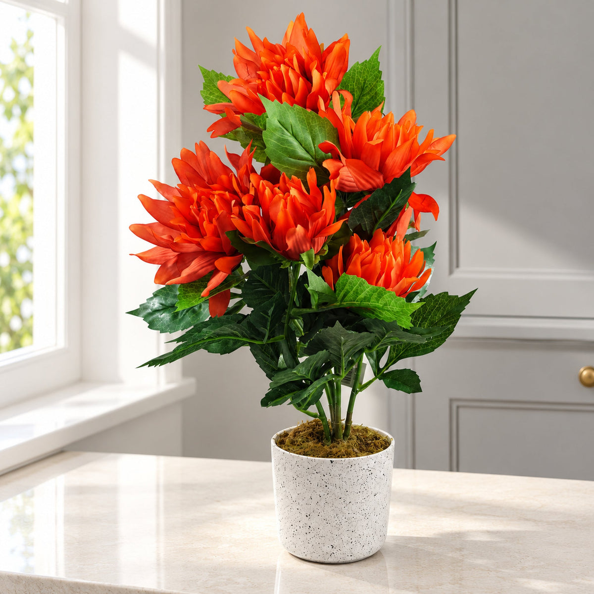 55cm Artificial Red Dahlia Pinnata