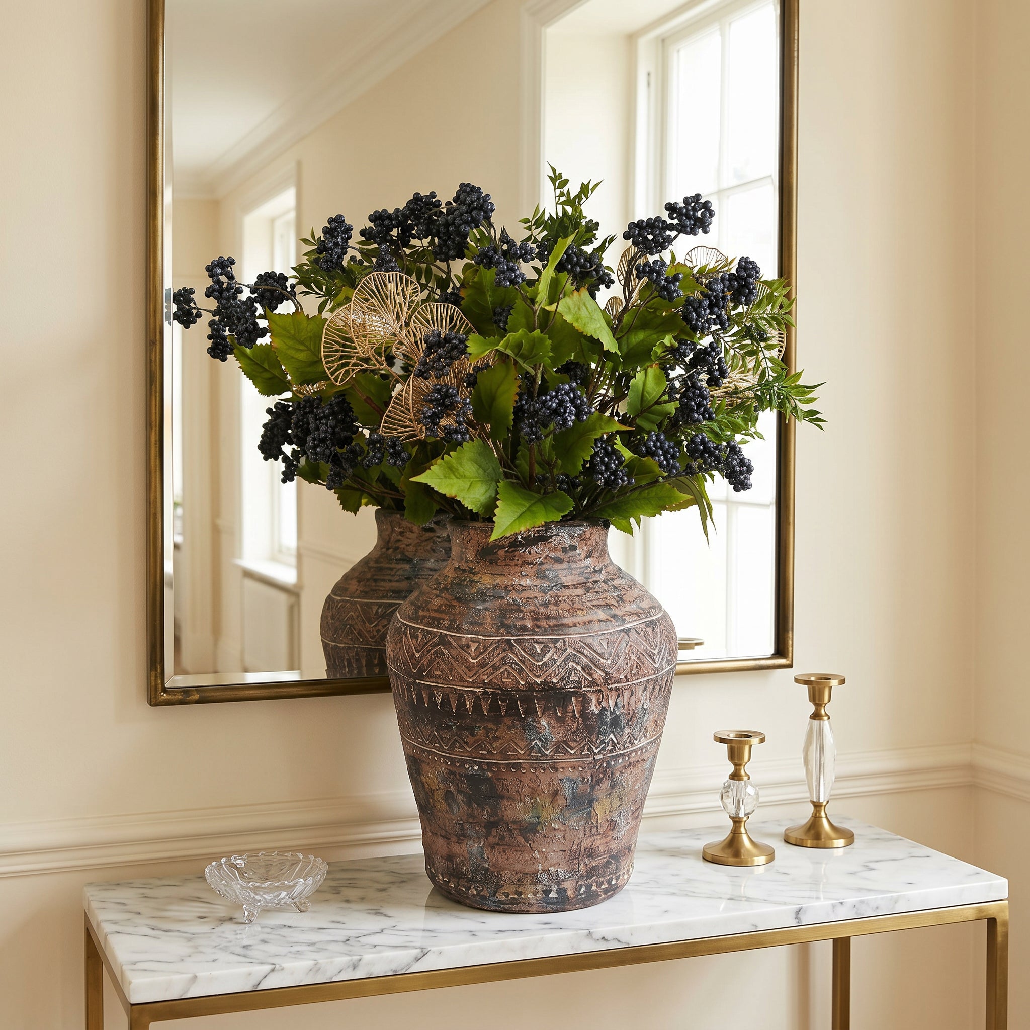 Pot de fleurs composite texturé Aztec grand 40cm x 32cm