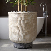 32cm x 29cm Brushed Gold Stone Effect Planter Composite Plant Pot