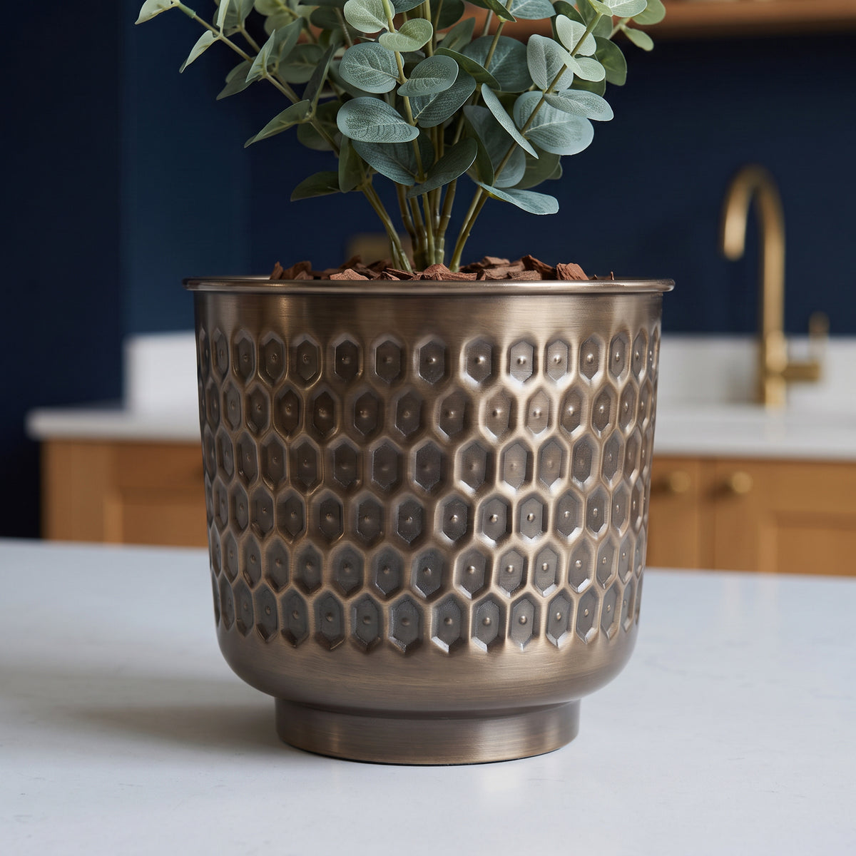 20cm Gold Honeycomb Metal Planter by Leaf