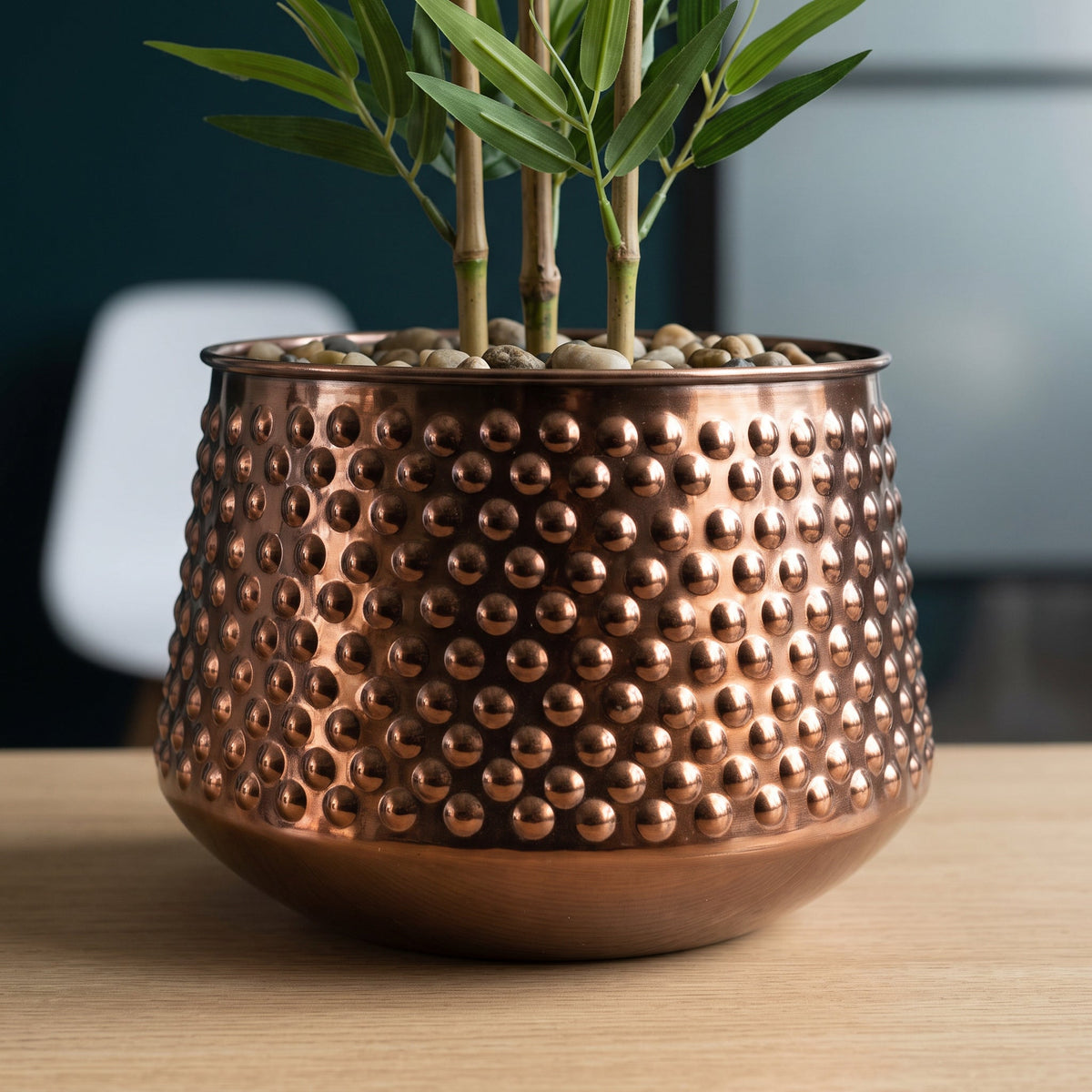 18cm Antique Copper Metal Planter by Leaf