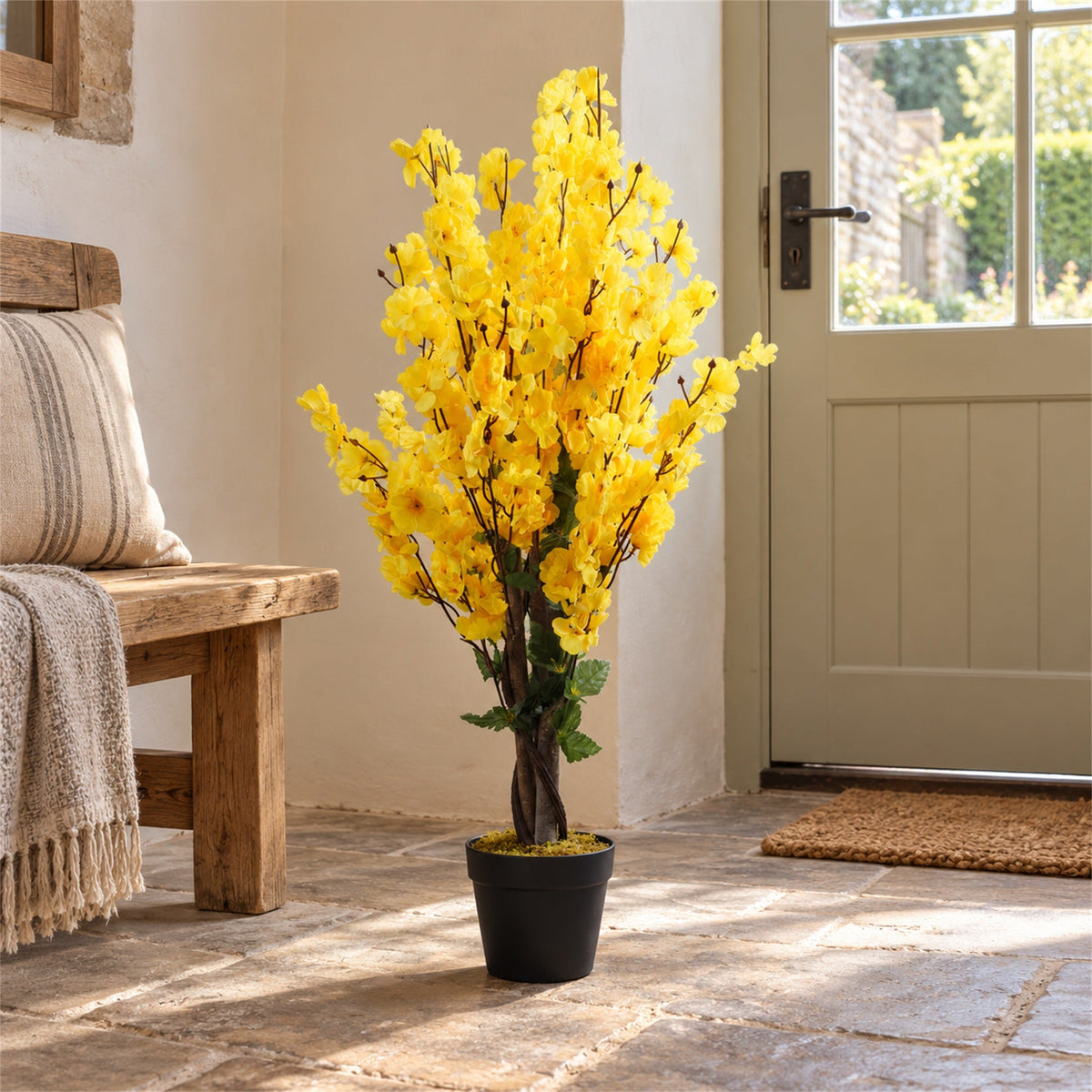 90cm Artificial Yellow Blossom Tree