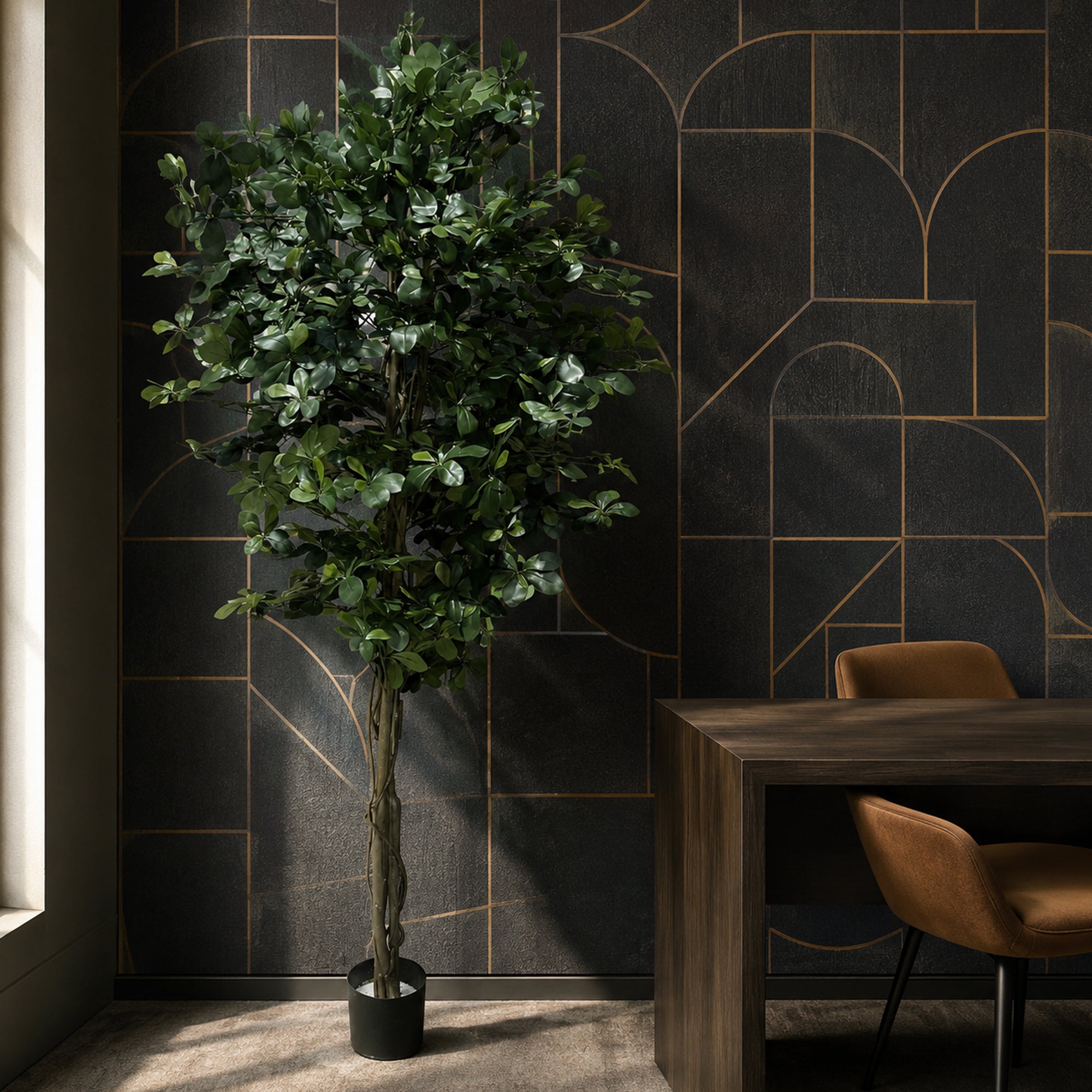 180cm Artificial Fire Retardant Black Olive Tree with 2925 Leaves and Natural Trunk