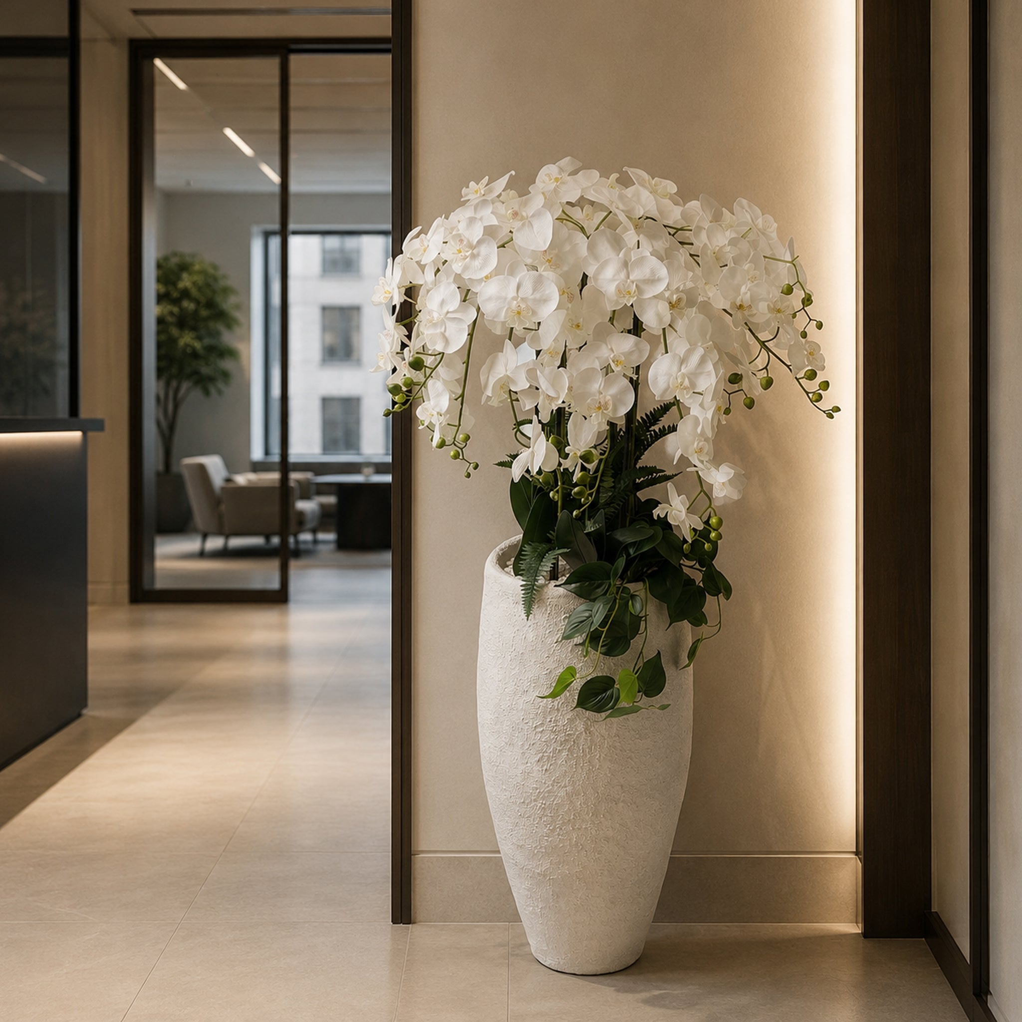 Orchidée Artificielle en Pot 150cm Blanche