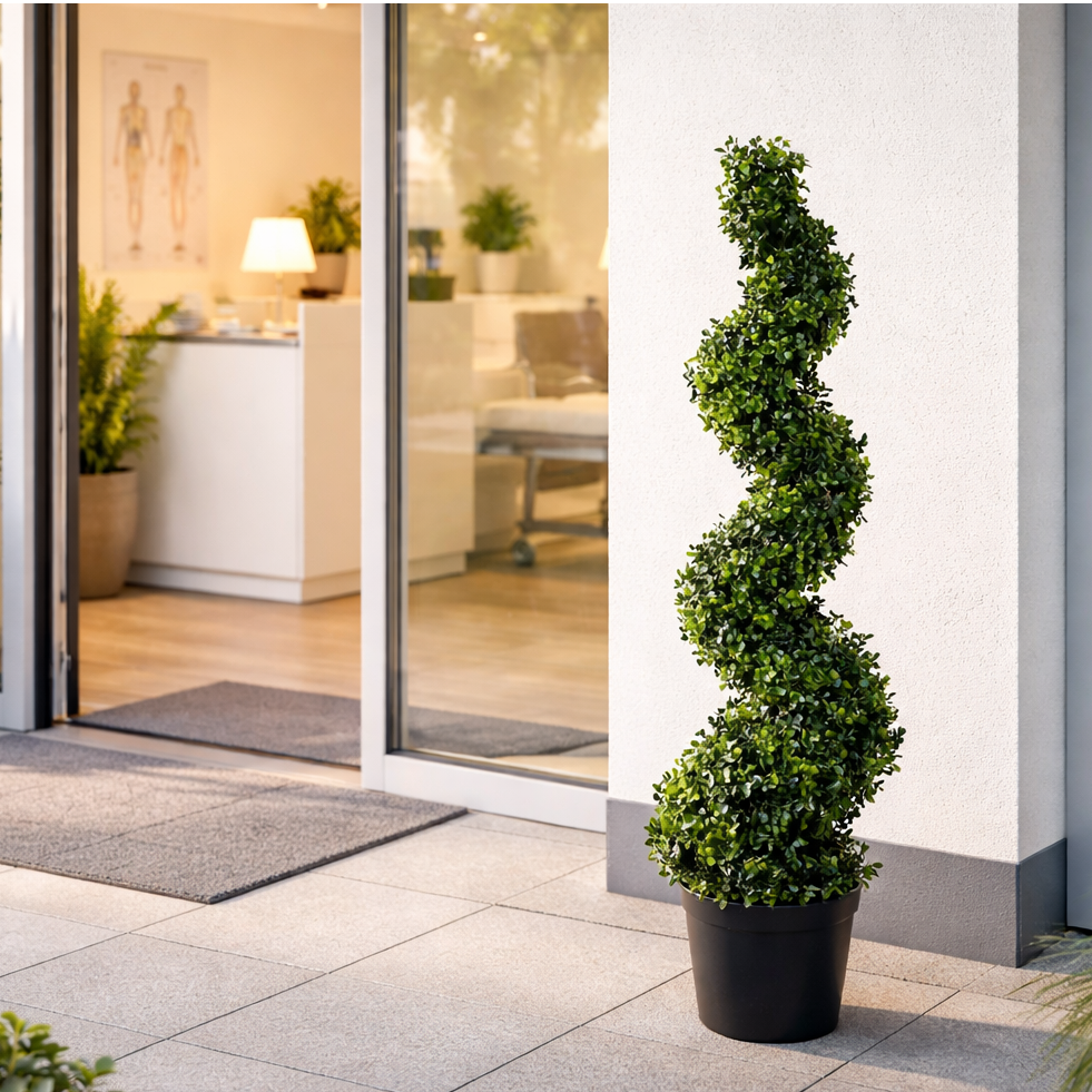120cm Artificial Natural Boxwood Spiral Topiary