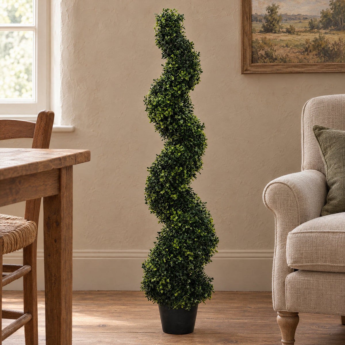 120cm Artificial Natural Boxwood Spiral Topiary