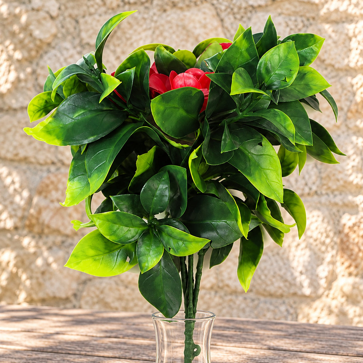 30cm UV Resistant Red Flower Bush Artificial