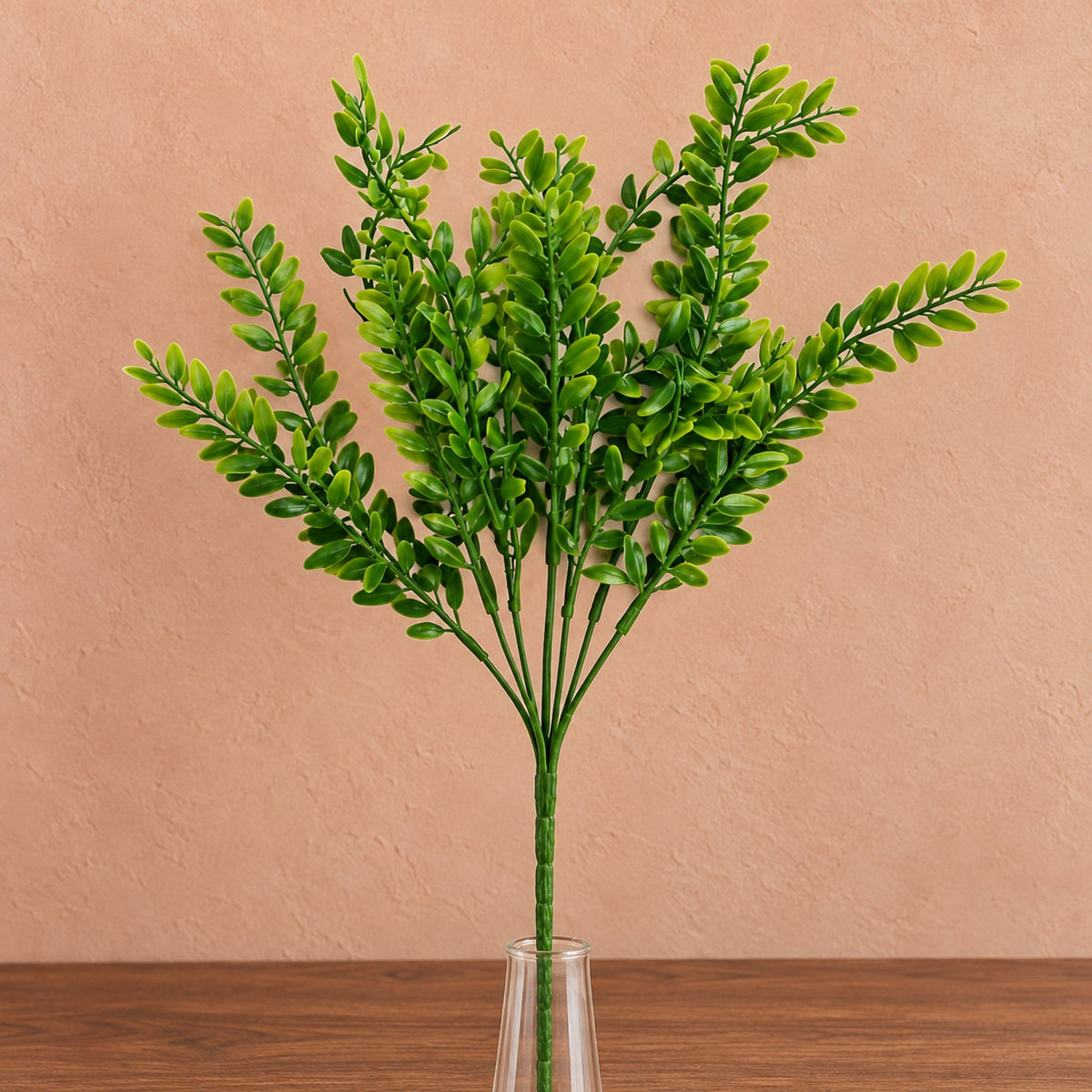 32cm Artificial Boxwood Style Foliage Spray Stem Faux Green Leaf Bush