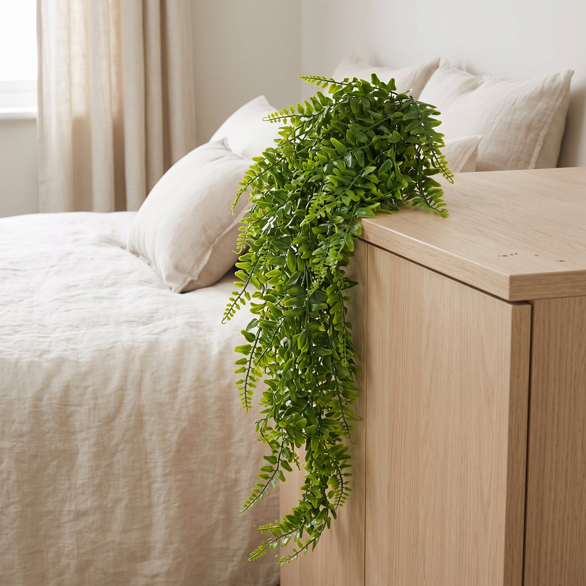 75cm Artificial Trailing Fern Bush Hanging Faux Greenery Plant