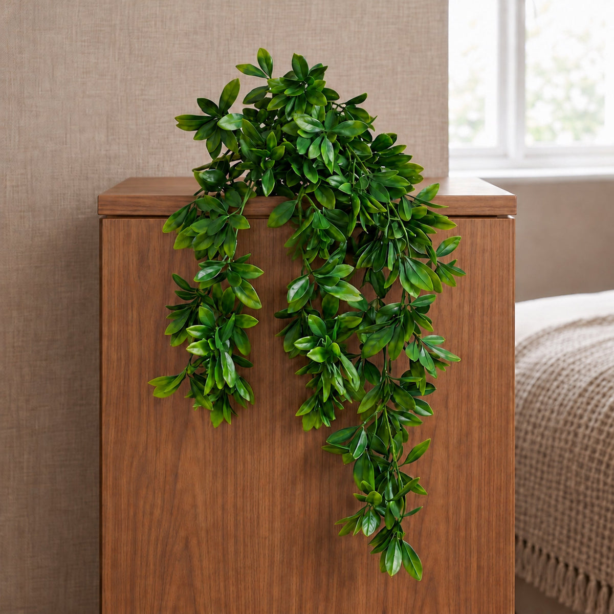 70cm Artificial Trailing Laurel Leaf Hanging Plant - Green
