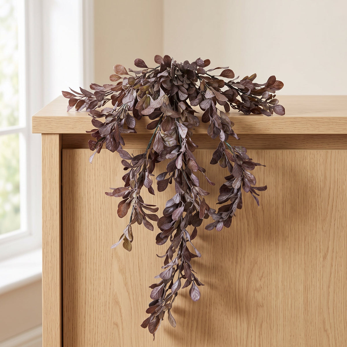 70cm Artificial Trailing Leaf Spray Stem - Dusty Purple