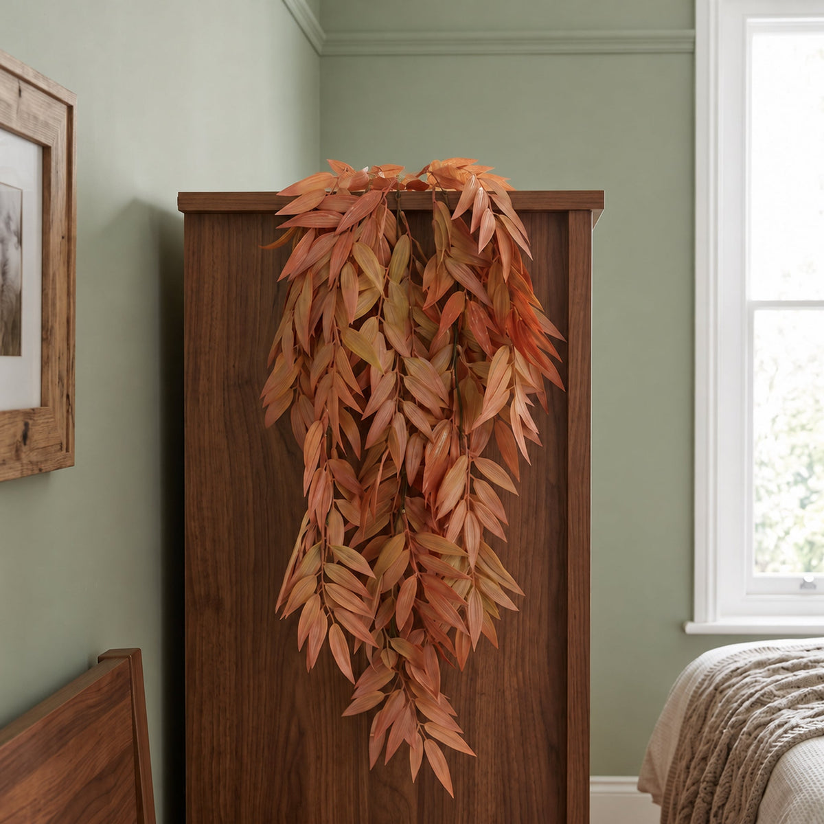 75cm Artificial Trailing Foliage Hanging Plant - Dusty Orange