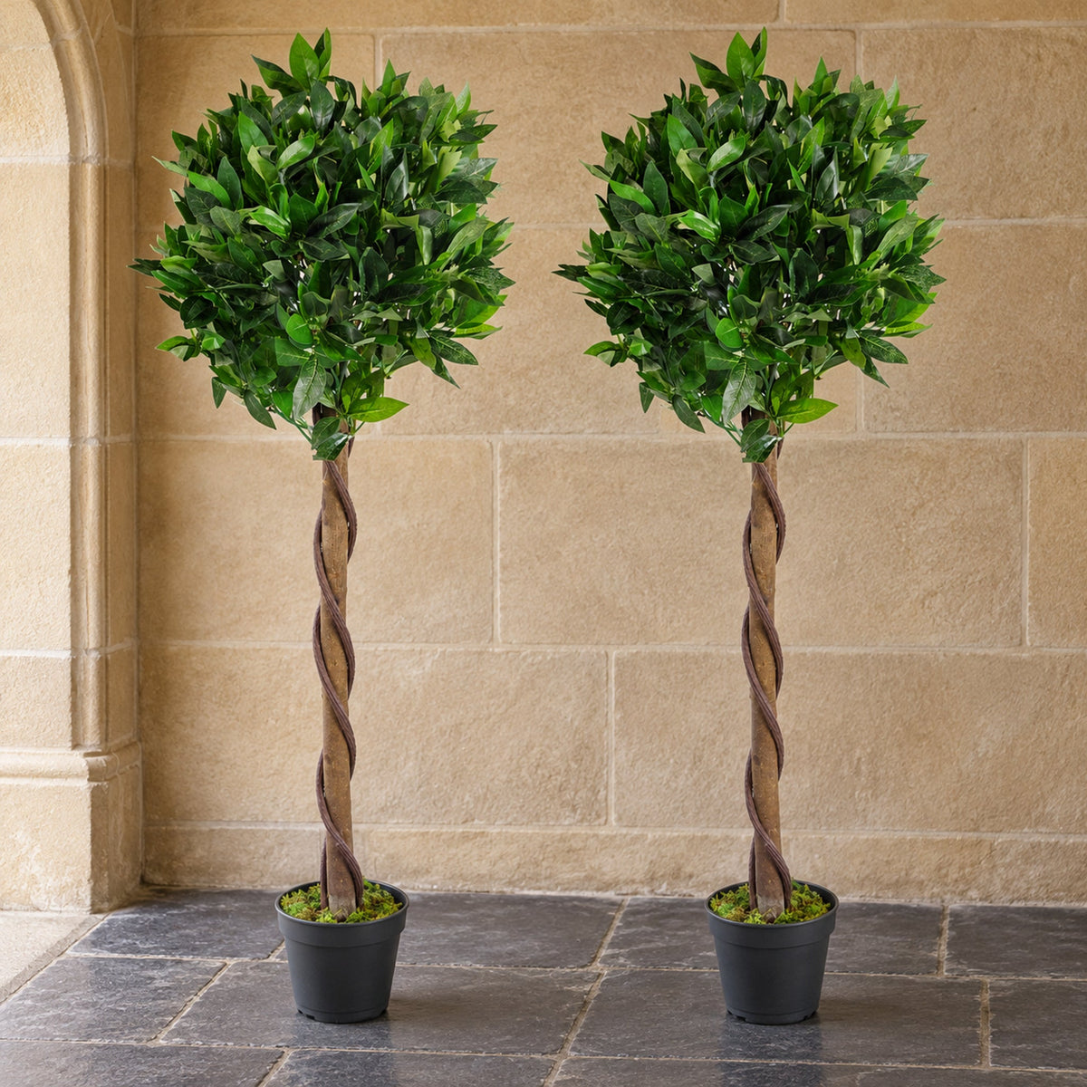 Artificial Bay Trees Natural Twist Trunk Topiary Bay Laurel Ball Tree