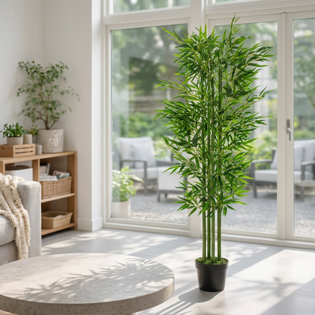 120cm (4ft) Fat Leaf Artificial Bamboo Plants Trees - XL