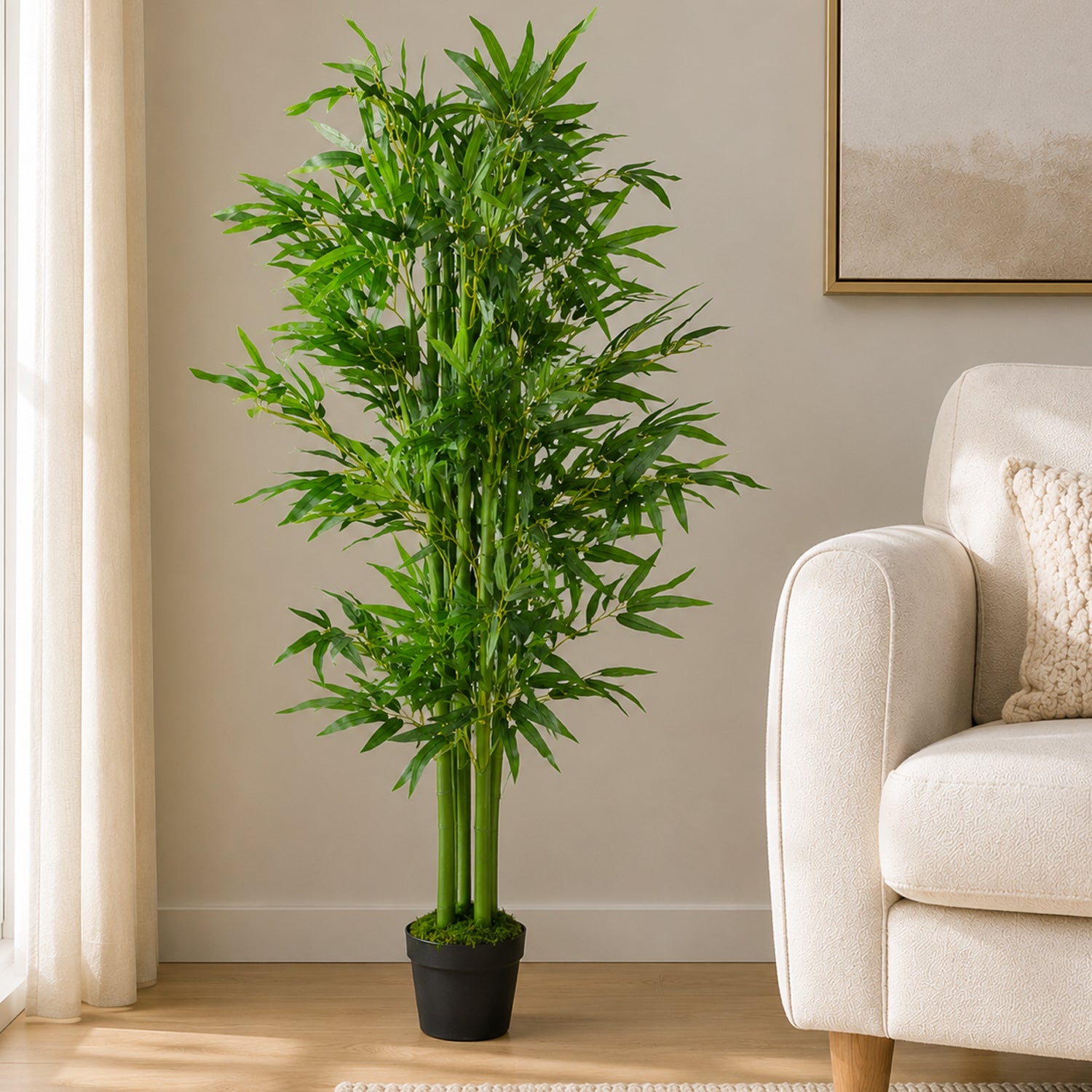 120cm (4ft) Fat Leaf Artificial Bamboo Plants Trees - XL