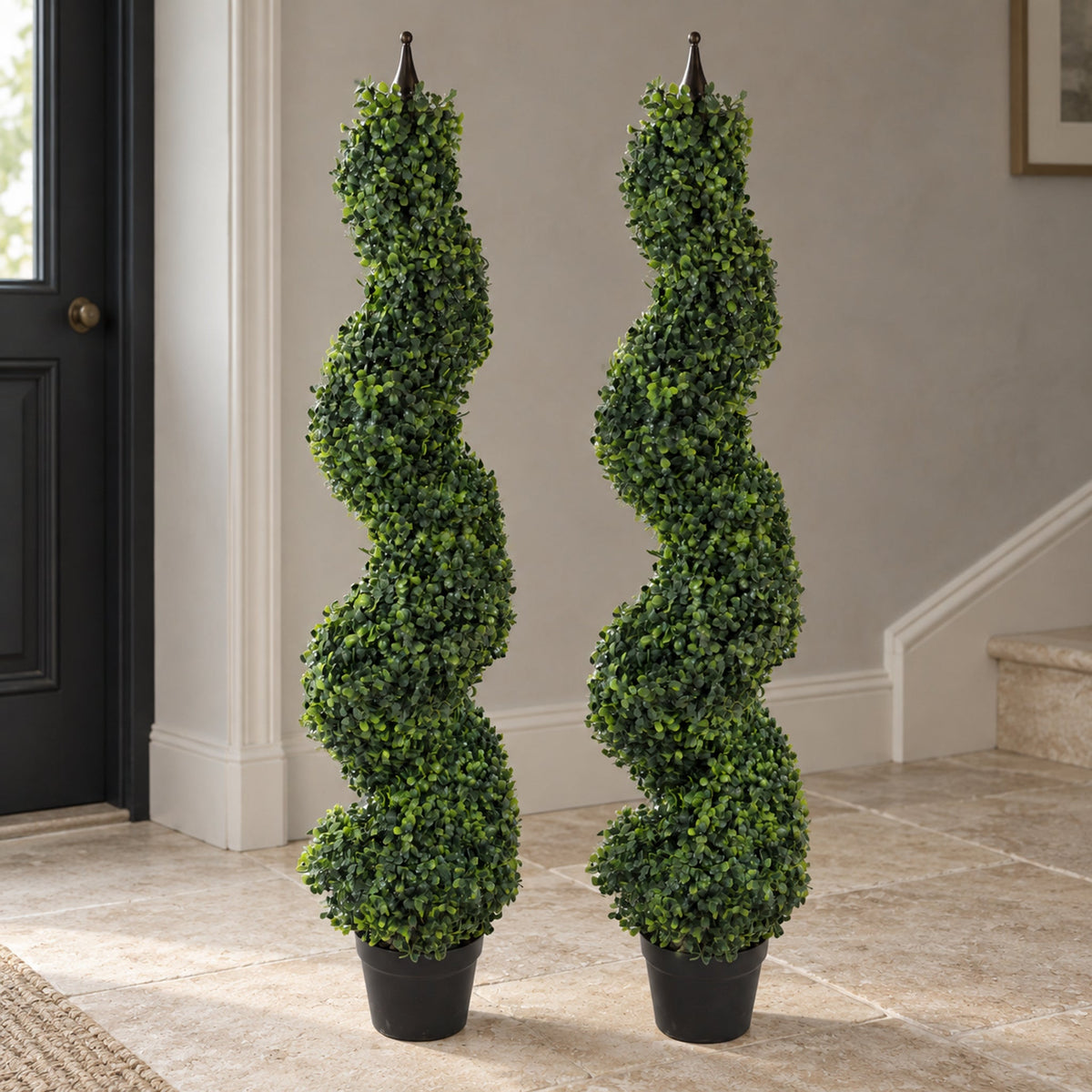 Artificial Boxwood Tower Topiary Tree - Spiral Decorative Top