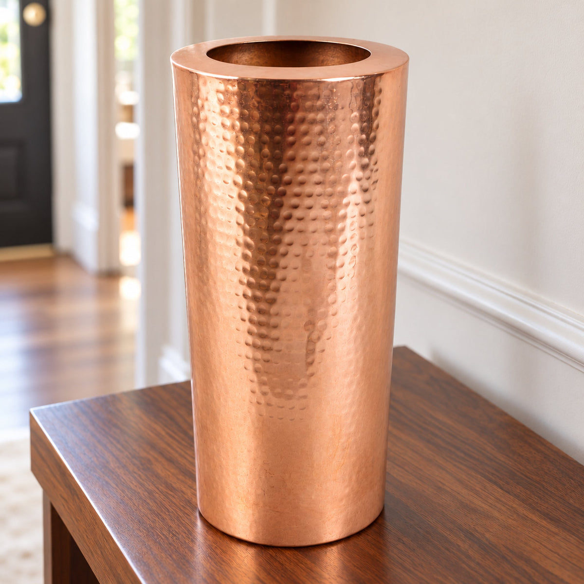 Leaf Metal Vase Large 15 x 30cm High Hammered Antique Copper Colour