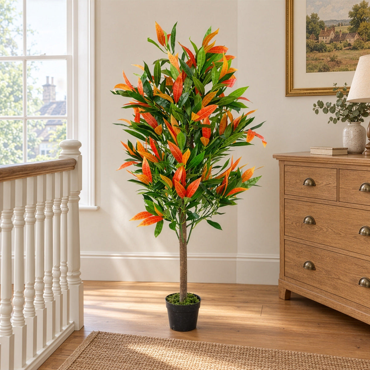 130cm Artificial Red & Green Ficus Tree