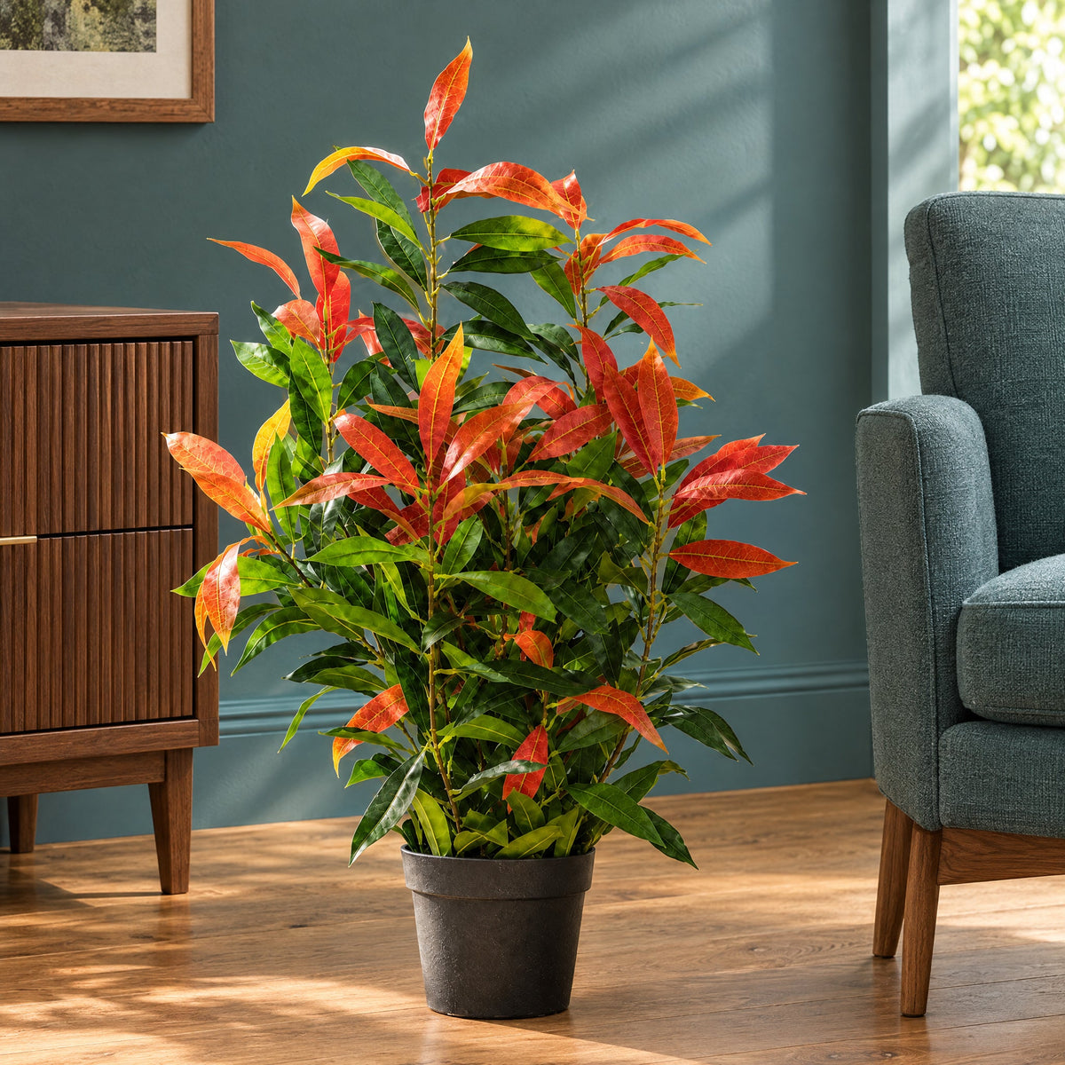 80cm Artificial Red and Green Ficus Plant