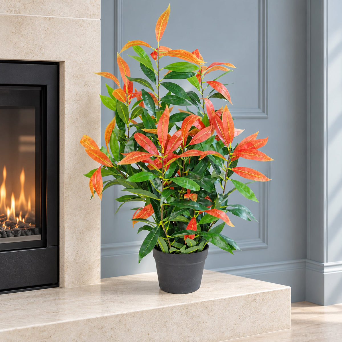 80cm Artificial Red and Green Ficus Plant