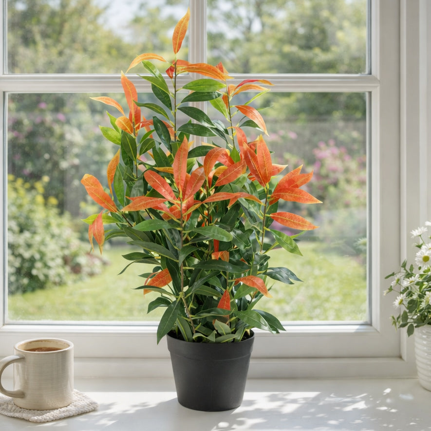 80cm Artificial Red and Green Ficus Plant