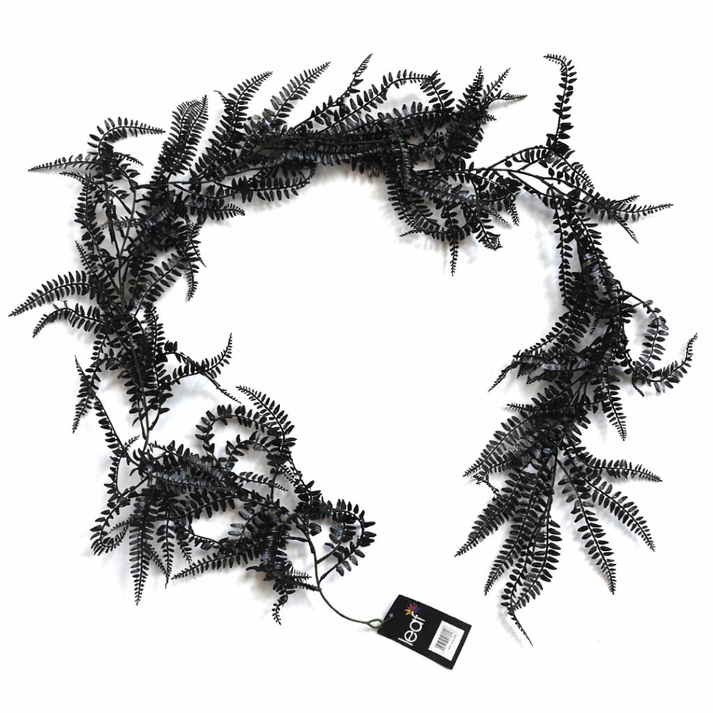 Guirlande de fougères artificielles noires de 180 cm - Décoration de feuillage suspendu
