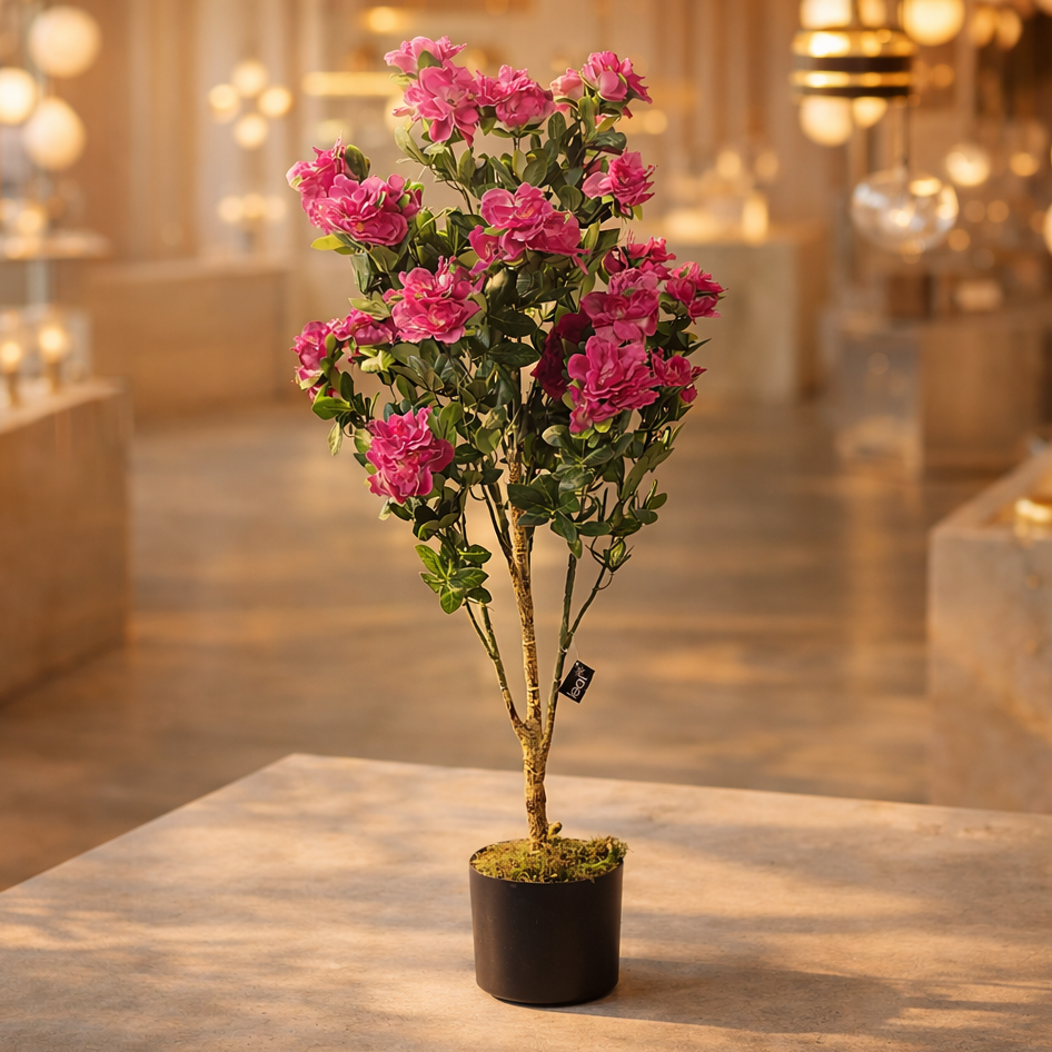 100cm Premium Artificial Azalea Pink Flowers Potted Plant