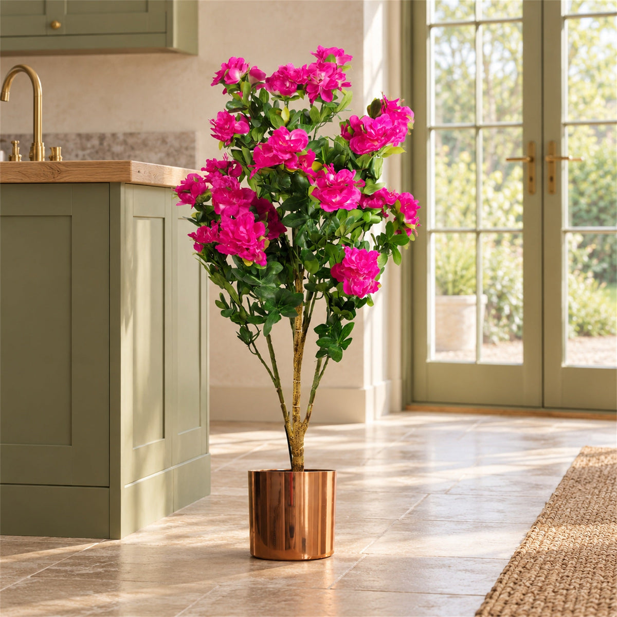 100cm Premium Artificial Azalea Pink Flowers Potted Plant