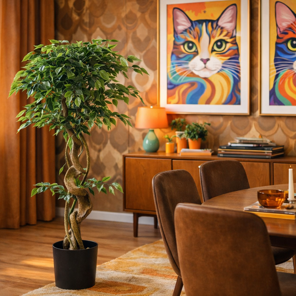 120cm Twisted Trunk Artificial Japanese Fruticosa Style Ficus Tree