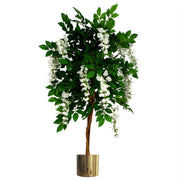 130cm Luxury Artificial Wisteria Tree White Flowers - Premium Range