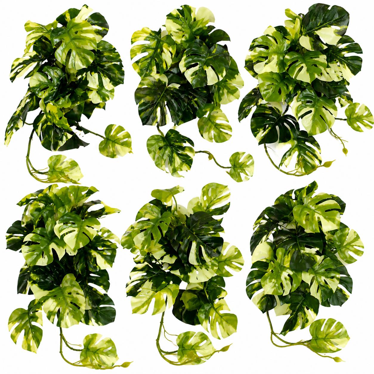 Plante artificielle Monstera panachée retombante de 25 cm