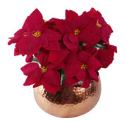 Artificial Christmas Xmas Poinsettias Table Display in Large Metal Planter