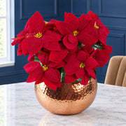 Artificial Christmas Poinsettia Table Display, Large Metal Planter