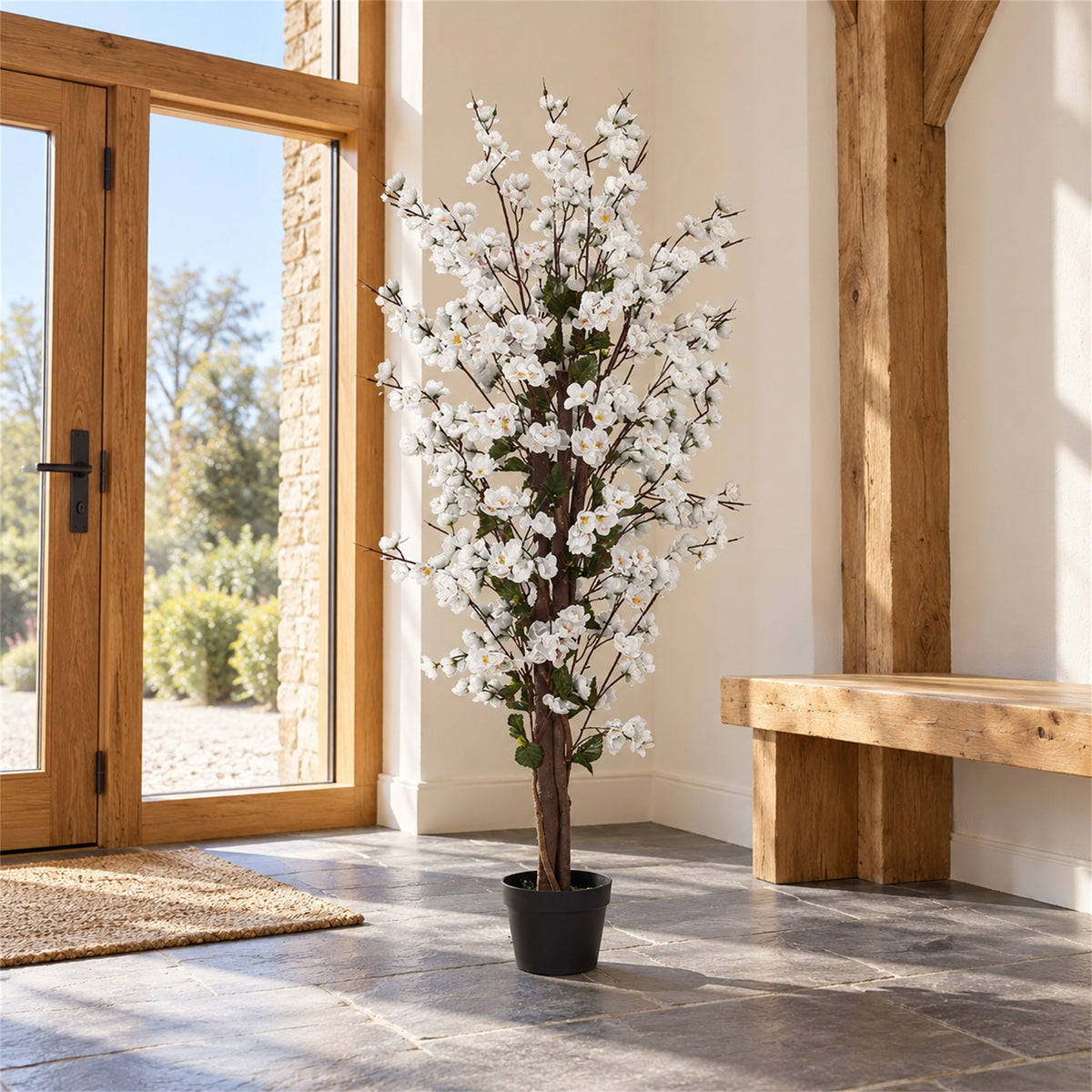 120cm Artificial Realistic Cherry Blossom Tree with Natural Trunk
