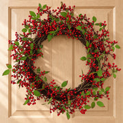 60cm Christmas Artificial Red Berry Wreath - Natural Look, Large