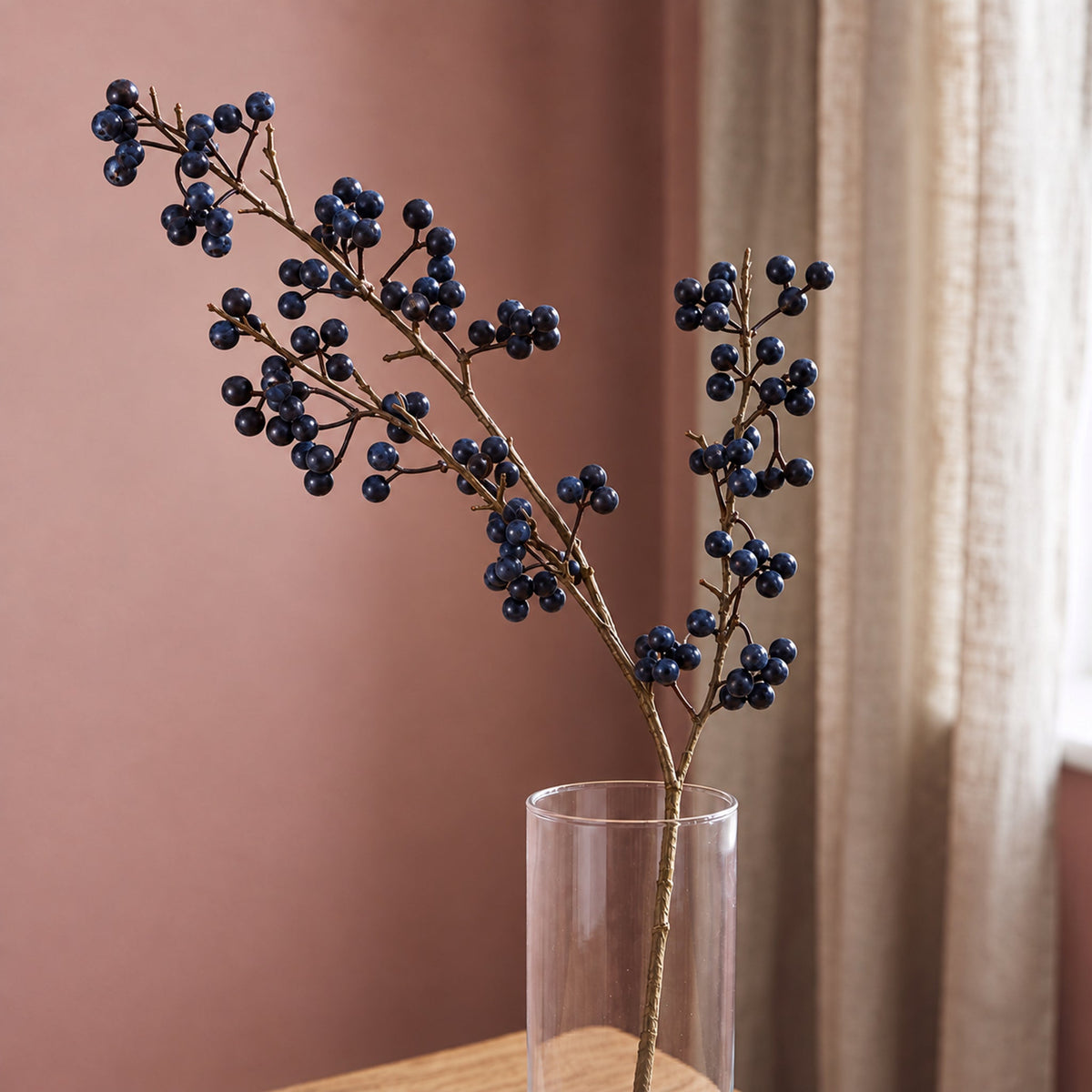 70cm Artificial Blue Berry Spray