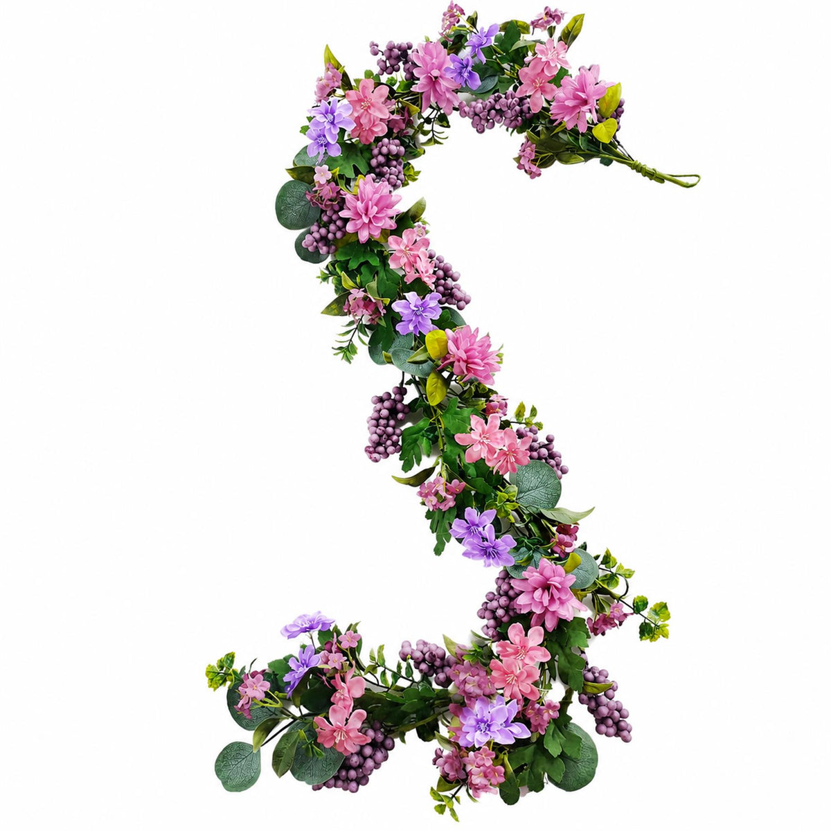 155cm Artificial Pink and Purple Flower Garland – image 3