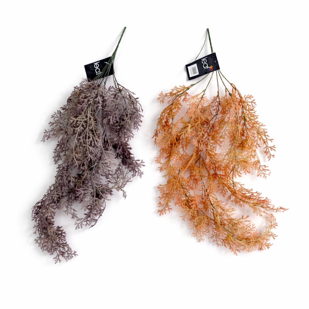 80cm Artificial Coral Fern Trailing Plant Autumn Orange Hanging Foliage
