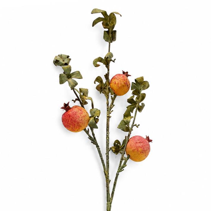 75cm Artificial Pomegranate Stem – Yellow / Single Stem