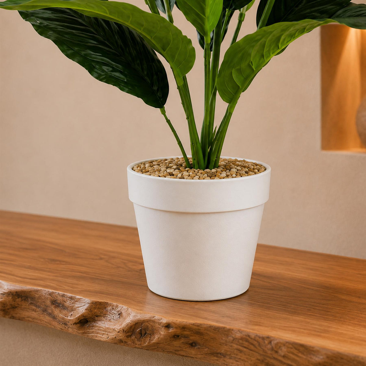 38cm Artificial White Peace Lily Plant in White Pot – image 2