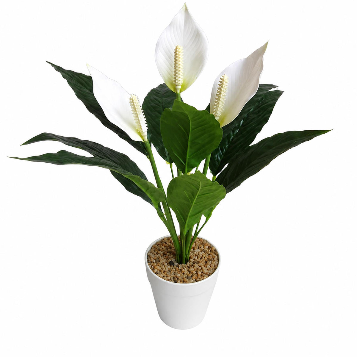 38cm Artificial White Peace Lily Plant in White Pot – image 3